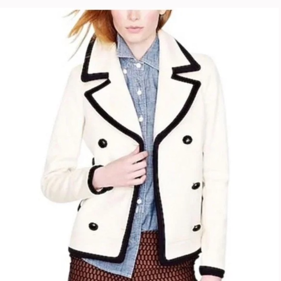 Crew navy and cream wool peacoat Nelly tipped wool coat